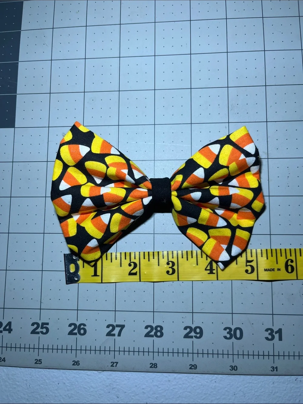 Halloween Candy Corn Bow for Kids - Black, Orange & Yellow